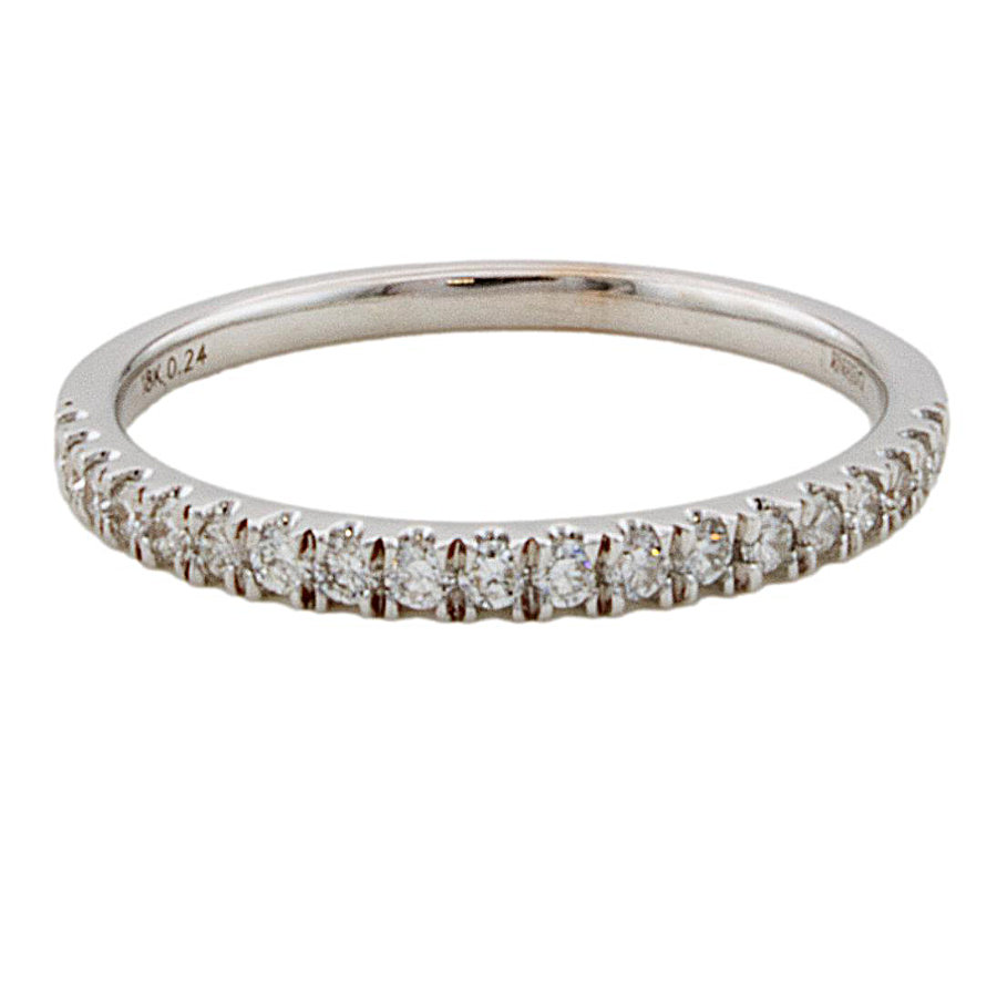 18ct white gold Diamond 0.24 half eternity Ring size O